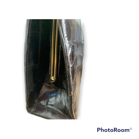 VTG 60's Womens Bellestone Bag Brown Crocodile Alligator Exotic Skin Pur… - Picture 4 of 9